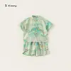 Ropa para Niños You Bao Conjunto para Niños Estilo Chino Botón de Rana Manga Corta Pantalones Cortos Conjunto de Dos Piezas para Niños Pequeños Estilo Étnico Ropa para Bebés Ropa de Verano