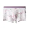 Estilo Nacional Ostra Seda de Gelo Roupa Íntima Masculina Estampa Tendência Nacional Cuidado Antibacteriano Respirável Cintura Média Solta Boxer Masculino