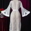 Nine Hours Pijama Transfronterizo Amazon Nuevo Sexy Camisón Bata de Encaje Bata de Baño Espalda Transparente Larga