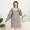 Ropa de Trabajo linda para Vendedor de Guardería de Cocina Manga Larga a Prueba de Aceite Algodón para el Hogar Antiretroceso Mono Estilo Coreano Moda Delantal
