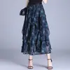 Moderna Falda de Pastel Estampada con Volantes para Mujer, Tendencia Verano 2026 Nuevo Estilo Coreano Falda de Cintura Alta Fluida de Longitud Media