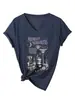 Margaritas da Meia-Noite Olho Amazon Wish Site Independente Camiseta Feminina Elegante e Fashion com Decote V e Manga Curta