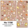 Redanco Nuevo 5D Estampado Caricatura Gato Dulce Carcasa Luz Pegatina Manicura Pegatina Uña Estéreo He-1190