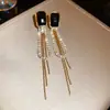 Pendientes geométricos de corte microincrustado cadena de moda pendientes largos con borla pendientes elegantes pendientes de alta calidad al por mayor para mujer