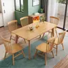 Conjunto de Mesa e Cadeiras de Jantar em Madeira Maciça, Moderno e Simples, para Apartamentos Pequenos, na Cor de Madeira Natural, Mesa de Jantar Retangular