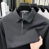 Camisa polo para hombre con forro de polar, nuevo modelo otoño 2026, color liso, sin costuras, camiseta de manga larga para hombre