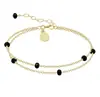 Amazon Europeo y Americano Nuevo Brazalete de Aleación Ágata Negra para Mujer Moda Simple Versátil Retro Diseño de Nicho Joyería de Mano