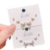 Pendientes pequeños de tachuela con lazo elegante y sofisticado y colgante de gota de agua, juego de tres pares, juego de pendientes simples y versátiles de aguja de plata para mujer