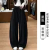 Pantalones marrones de pierna ancha para mujer, nuevo estilo otoño 2026, talla grande, corte holgado, efecto adelgazante, pantalones de sicomoro, pantalones deportivos tipo plátano