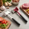 Martelo Amaciador de Carne Dupla Face 2 em 1 com Lâmina de Aço Inoxidável, Socador Picador de Bife e Carne Bovino Ferramenta de Cozinha