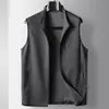 Chaleco Casual para Hombre Estilo Primavera y Otoño 2025 Cardigan de Lana Tejida de Lujo Ligero para Hombres Jóvenes y de Mediana Edad Chaqueta sin Mangas con Cremallera