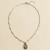"Viento y Lluvia Son Favorables" Collar de Sol Estrella de Ocho Puntas Brillante, Collar de Gota de Agua Transparente y Blanca con Piedra Ojo de Gato Azul Marino para Mujer