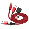 Cable de datos 2 en 3 PD60W, cable de carga rápida 5 en 1, adecuado para teléfonos móviles Apple, Android y Tipo-C y uso en coche