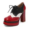 Novo Modelo 2026 Sapatos Mary Jane com Plataforma Grossa de Camada Dupla, Salto Alto Robusto, Sapatos Femininos Estilo de Rua, Sapatos de Cadarço Monocromáticos Color-Blocking para Exportação