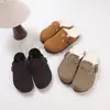 298-2 Sapatos Birkenstock de Veludo de Inverno para Mulheres, Sapatos Baixos Mula de Couro Nobuck Retrô Quentes de Lã, Sapatos Preguiçosos