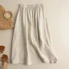 Falda de algodón puro para mujer de longitud media, corte holgado con silueta fluida, con bordados de estilo étnico, un nuevo diseño de línea A y un look retro versátil