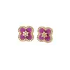 Set de aretes y collar de trébol de cuatro hojas morado con circonita cúbica, un accesorio lujoso y elegante que es versátil y adecuado para el uso diario, disponible para envío directo.