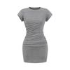 Vestido Pequeño de Manga Volante Plisado Ajustado Sexy Lujurioso Puro para Mujer Cintura Elástica Ajustada Adelgazante Elegante Falda Ceñida a las Caderas