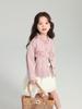 Pudding Haru Ropa Infantil Colección Primavera Tops para Niñas 2026 Nuevo Estilo Primavera Versátil Elegante Chaqueta de Mezclilla Rosa para Niños