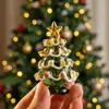 Venta al por mayor de fabricante árbol de Navidad de vidrio macizo hecho a mano 6.5cm adorno de escena de nieve regalo de Navidad regalo creativo