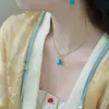 Colar Pingente Turquesa Acessórios para Mulheres, Corrente de Clavícula de Verão, Nicho de Luxo Leve Joia de Pescoço Estilo Chinês Novo de Alta Qualidade