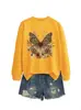 Amazon Wish sitio independiente moda casual elegante mujer estampado leopardo mariposa floral otoño e invierno sudadera comercio exterior transfronterizo