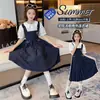 Vestido de Niña Verano 2026 Nuevo Estilo Academia Infantil Falda para Niños Medianos y Mayores Elegante Niña Manga Abullonada Vestido Largo