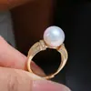 Acessórios DIY: Prata de lei S925, montagem de anel de pérola elegante e luxuosa, base de anel feita à mão, abertura ajustável, tamanho 10-11