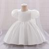 Vestido de bebé de un año transfronterizo europeo y americano, vestido de novia con lazo bordado de satén para niños, vestido de princesa, vestido de cumpleaños para bebé