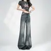 Nuevo LOOK de verano estilo chica hot de deseo puro estilo americano diseño de flecos adelgazante de cintura alta jeans acampanados retro azules para mujer