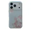 Capa de Celular Estilo Coreano Ins Hibisco Dourado Rosa Maçã para 18Promax Adequada para 17Pro Camada Dupla 16Pro/15