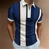 Nueva Camisa Polo 3D para Hombre Transfronteriza Europea y Americana con Cremallera, Manga Corta, Cuello de Solapa, Jersey, Ropa Casual para Hombre, Una Pieza Dropshipping