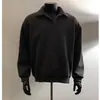 Suéter de punto minimalista Cleanfit de dos botones con cuello, color liso, corte holgado, estilo de alta gama, unisex, adecuado para el trabajo y el uso casual, manga larga