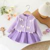 Suéter Cardigan de Niña con Lazo Otoño e Invierno 2024 Nuevo Estilo para Bebé Femenino Abrigo Tejido Vestido Suéter Coreano
