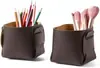 Caixa de Armazenamento de PU para Artigos Diversos de Mesa Tubo de Armazenamento de Couro Luxo Leve Balde de Armazenamento para Pincéis de Maquiagem Mesa de Café de Escritório Caneta Furadeira