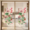 Pegatina de Vidrio de Pez Koi Dorado y Loto para Cocina y Baño, Pegatina Electrostática para Puerta de Inodoro, Decoración de Inauguración de Casa