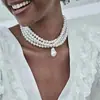 Joyas: Collar de Perlas Sencillo de Múltiples Capas, Collar Barroco de Forma Irregular Estilo Europeo y Americano para Mujer, Collar de Acero de Titanio para Mujer Que No Se Desvanece