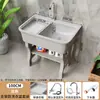 Fregadero de Lavandería de Piedra de Cuarzo para Exteriores con Gabinete Integrado Fregadero de Balcón Lavabo Lavadero Exterior para Patio Gabinete
