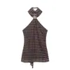 Atacado Fabricante de Roupas Femininas Transfronteiriço 2025 Aliexpress Mais Vendido Verão Simples Versátil Top de Poá com Decote Halter