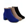 Botines de otoño e invierno con cremallera lateral, tacón grueso, color liso, para mujer, tallas 33-43, zapatos de mujer para dropshipping de comercio exterior