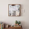 Quadro de mensagens magnético com moldura de madeira, montado na parede, armazenamento multifuncional de fotos, pintura decorativa em aço inoxidável, quadro de recados doméstico, atacado