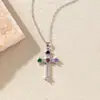 Collar Cruzado Nuevo Estilo Europeo y Americano Incrustado de Diamantes, Zirconia que No se Desvanece Moda Cadena de Clavícula Chapada en 18K Accesorio