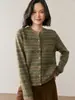 Cardigan Jacquard Fair Isle Retrô de Caxemira para Mulheres 2026 Novo Tricô de Gola Redonda Jaqueta Top Curto Peça de Roupa Externa