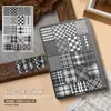 Herramienta para Uñas Estampado Cuadros Placa de Acero Transferencia Copo de Nieve Invierno Gato Kt Cuadros Franceses Estampado Leopardo Patrón de Fuegos Artificiales Plantilla