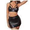Conjunto Split Split Europeu e Americano Novo Sexy Preto Sexy Patente Couro