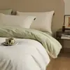 Juego de ropa de cama de cuatro piezas de algodón cepillado de color sólido estilo minimalista, funda de edredón de algodón puro, sábana, juego de ropa de cama de tres piezas para dormitorio