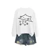 Amazon eBay Tienda Independiente Linda y Divertida Casual Sudadera de Gato Dados Redonda Cuello Largo para Comercio Exterior Transfronterizo