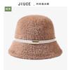 Sombrero de pescador de terciopelo de visón de alta calidad para mujer, otoño e invierno, con hebilla de cinturón nueva, estilo coreano elegante, temperamento de diosa, color liso, cálido