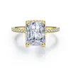 Explosiones Transfronterizas Anillo de Plata de Ley 925 Corte Flor de Hielo para Mujer Tamaño 8X10 Anillo de Piedra de Color Corte Raydion 4 quilates