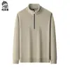 Sudadera de Forro Polar de Doble Cara de 600g con Cuello Alto y Media Cremallera, Parte Superior Gruesa Cálida de Forro Polar de Color Sólido para Hombre de Otoño e Invierno
